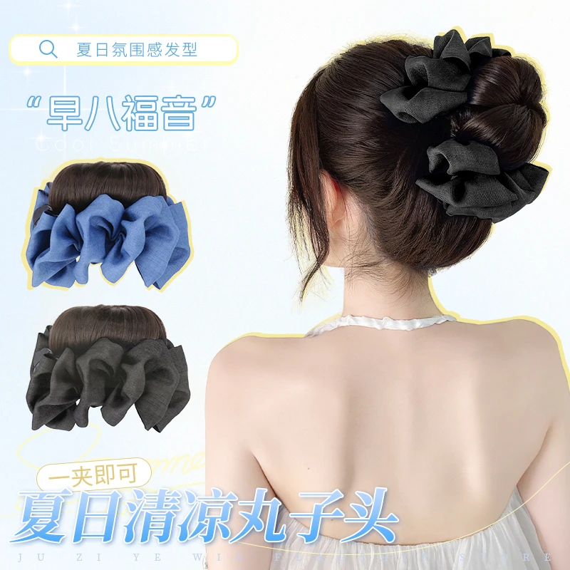 【桔子原创】高版本丸子夹抓夹增发量假发女款花苞丸子头假发