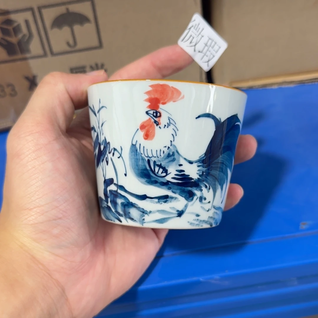 釉下手绘茶具微瑕
