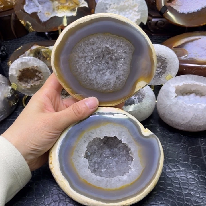 珠宝半成品未镶嵌水晶拉丝白晶盆