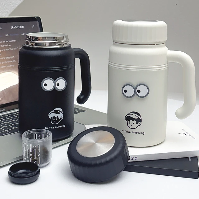 陶瓷水杯保温杯男士大容量不锈钢带茶隔泡茶高颜值便携简约杯子男