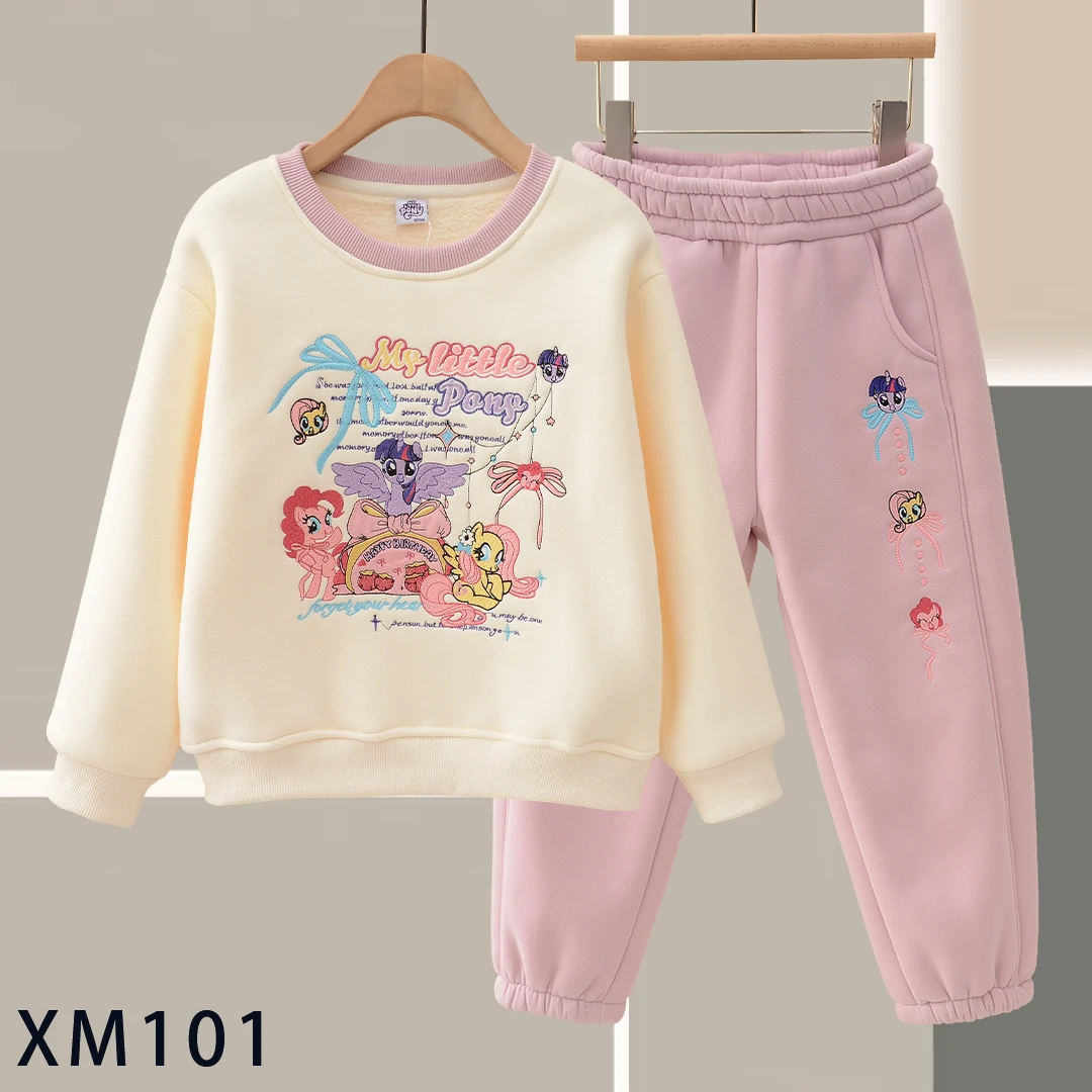 【加绒】XM101重工刺绣卡通儿童套装