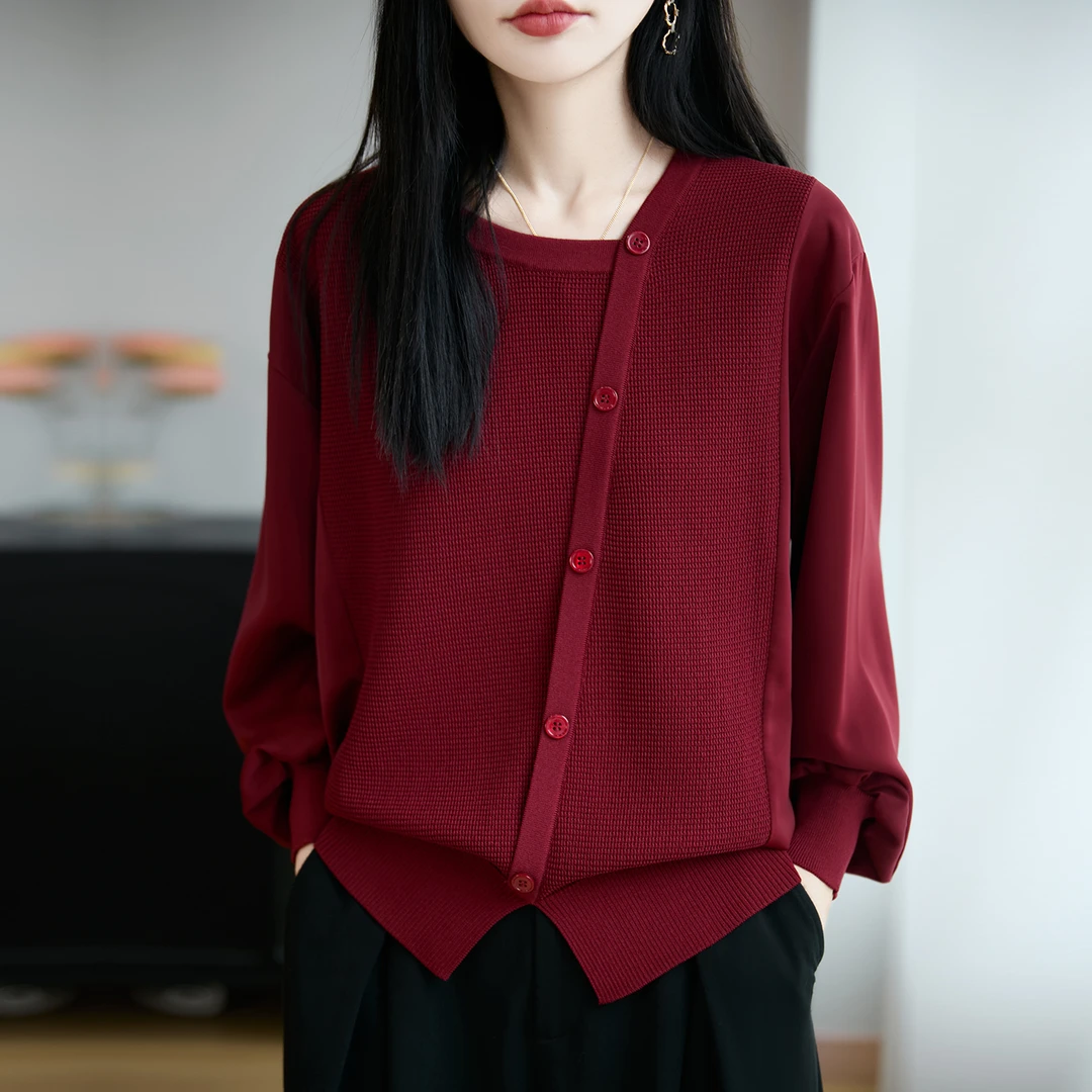 大码女装胖mm春秋女士毛衣遮肚子显瘦上衣2025新款冰丝针织打底衫