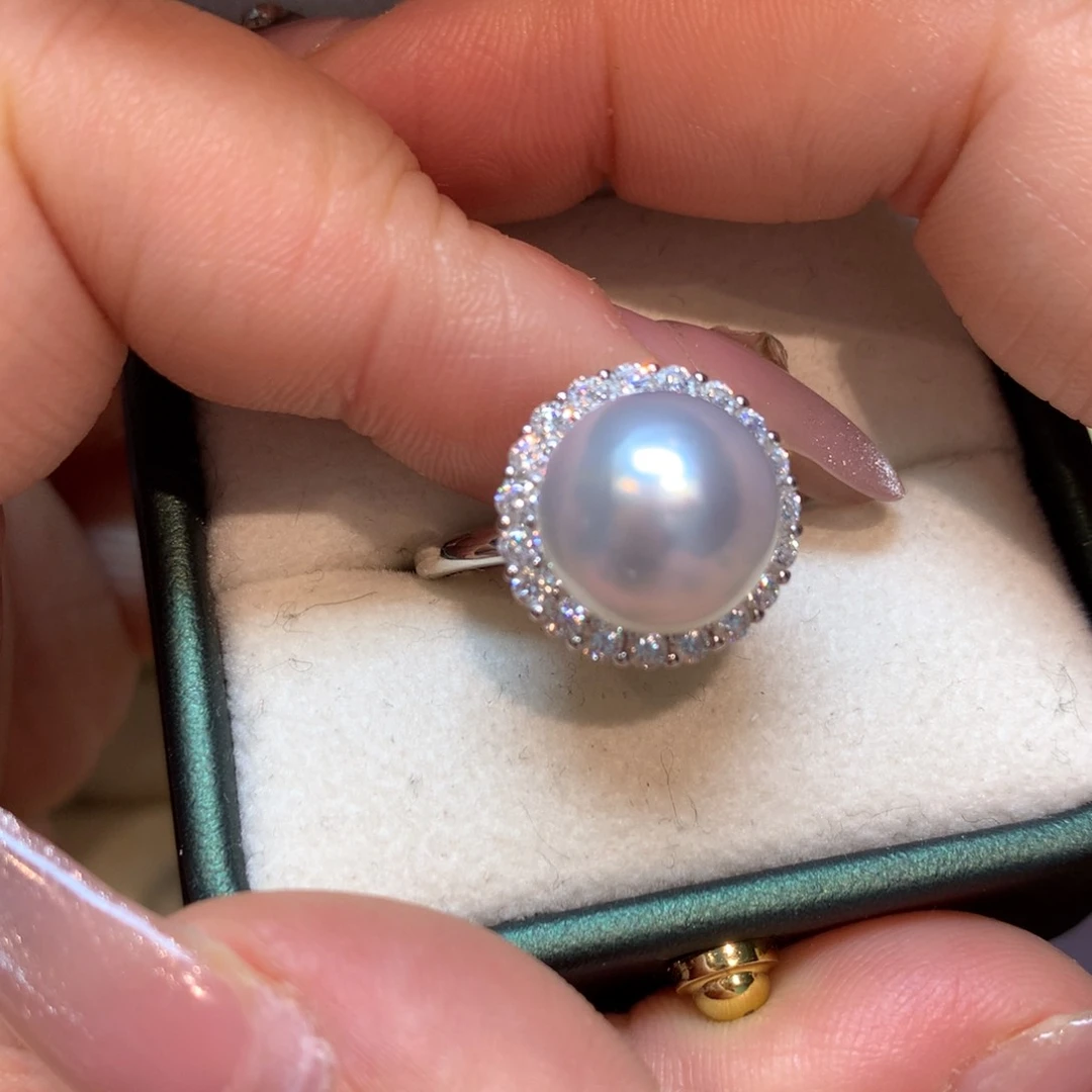 海水珍珠戒指银S925镶嵌