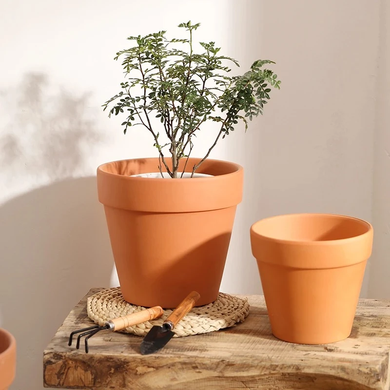 【鹿可】经典国际红陶花盆15口13高