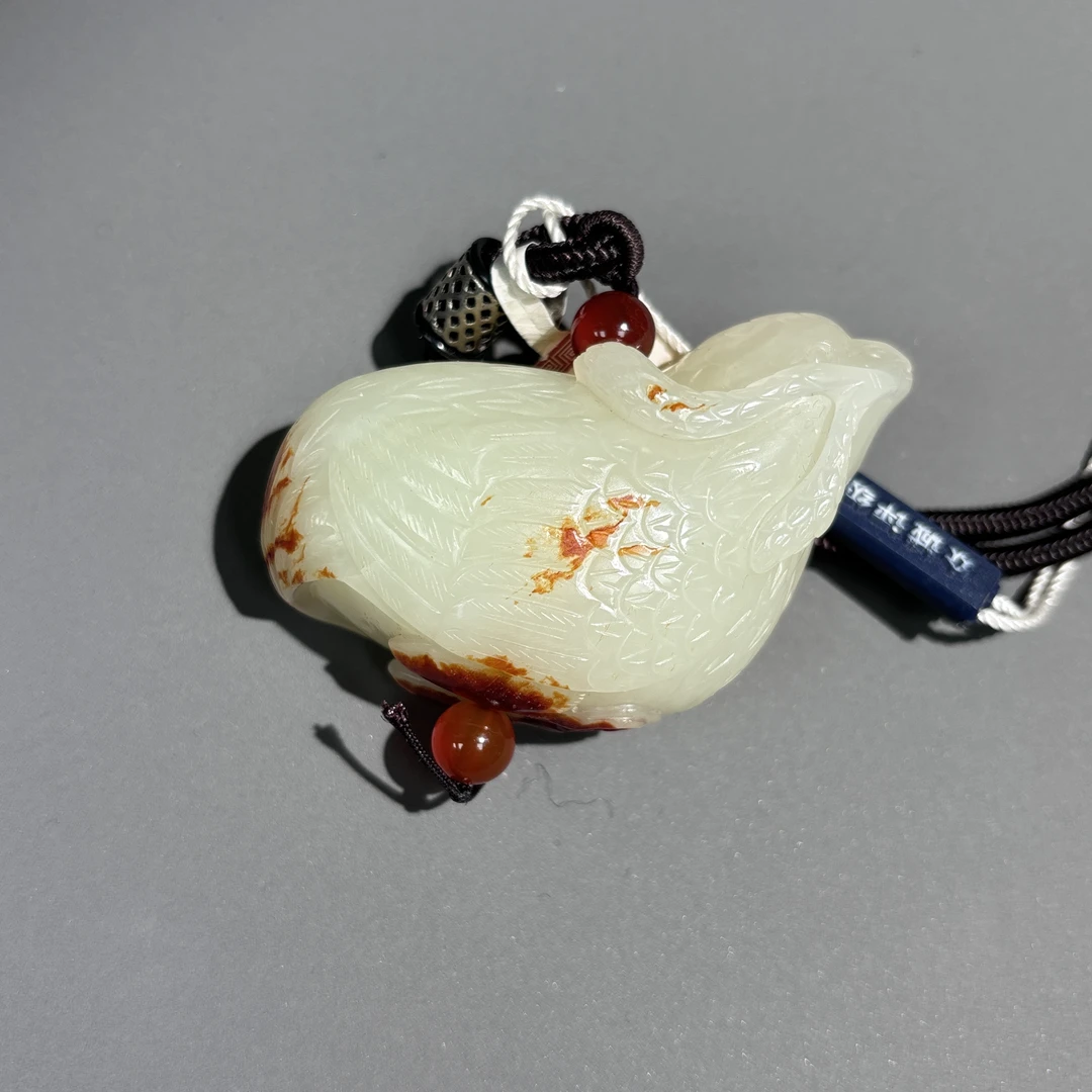 清代和田玉雀衔麦穗