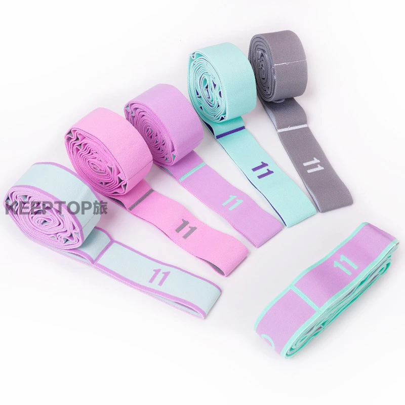 瑜伽伸展带拉筋阻力带分段11格加长弹力带舞蹈带训练拉力带拉伸