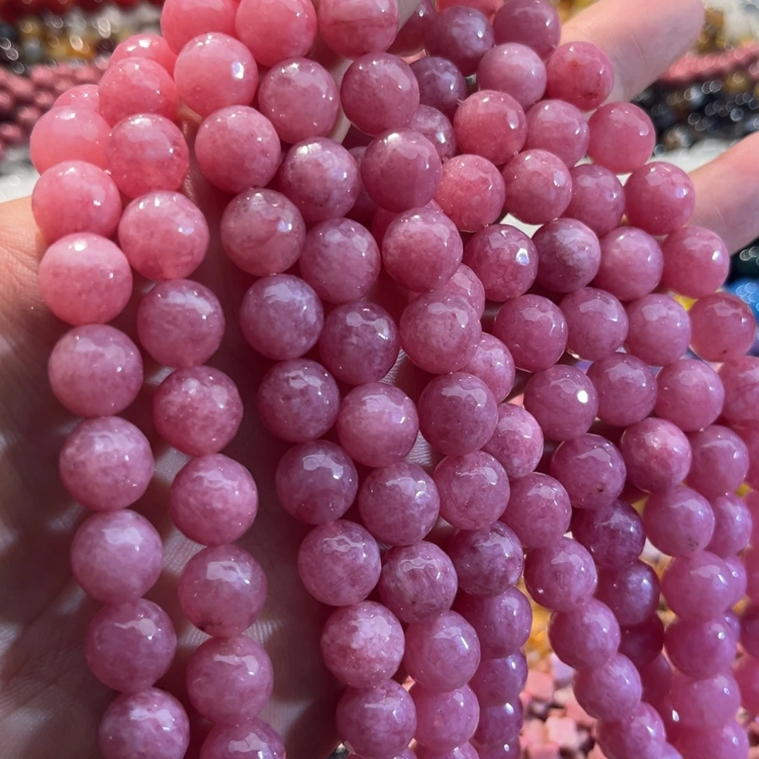 未镶嵌玛瑙/玉髓珠宝半成品西柚红刻面一条12mm
