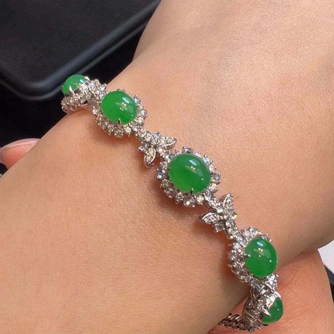 翡翠手链18K金镶嵌收到货48小时鉴赏期