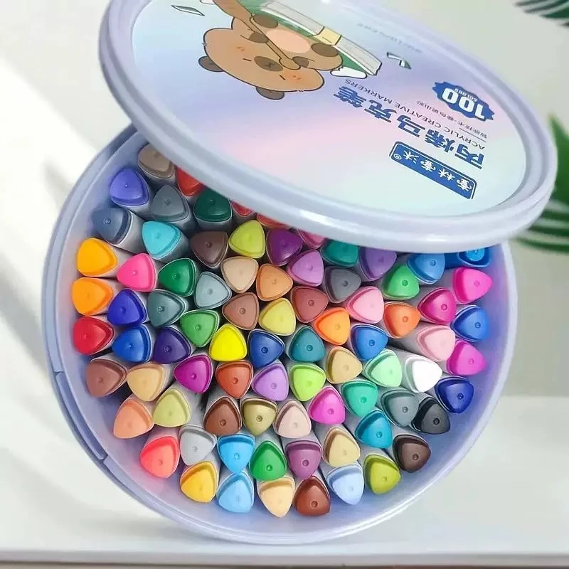 壹林壹沐YZ- 100色丙烯马克笔 学生绘画专用不透纸不透色