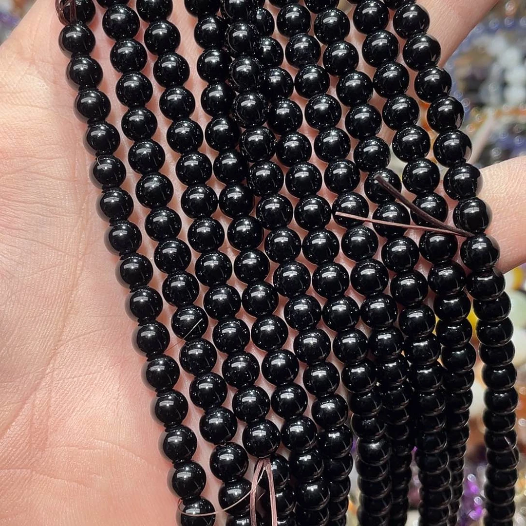 水晶手链未镶嵌黑曜石三圈多样性发其一