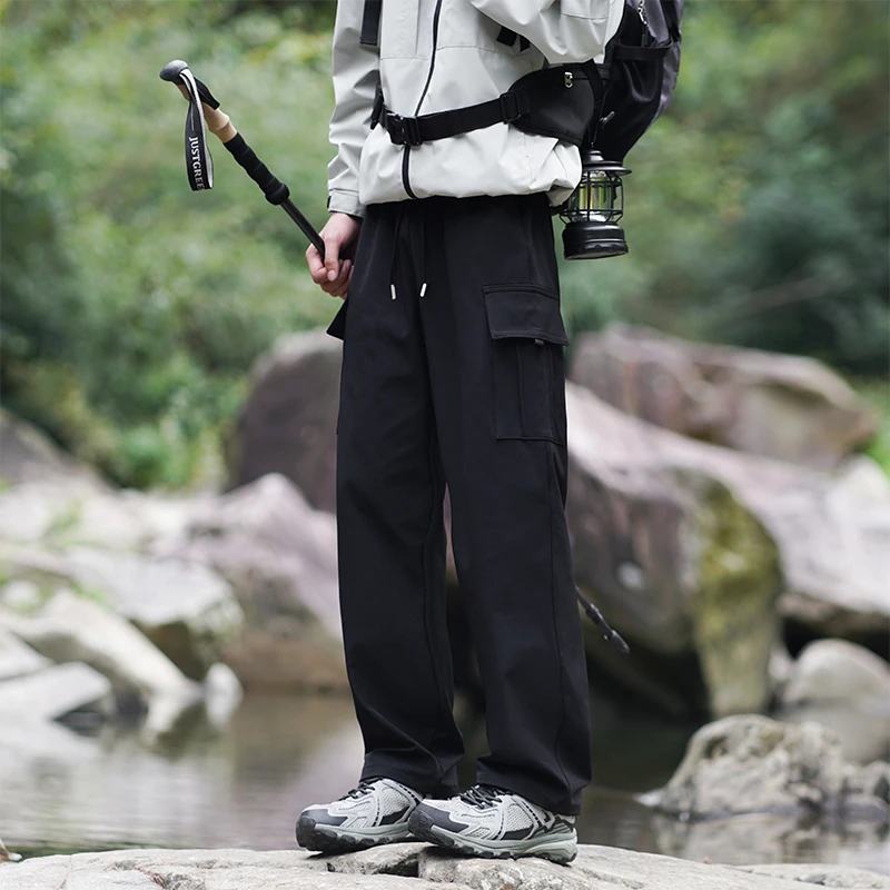 秋冬男女同款工装裤学生休闲厚款高弹耐磨宽松大码运动多袋长裤