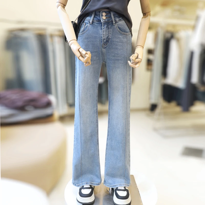 zaw大码女装微喇牛仔裤胖mm高腰显瘦梨形身材喇叭马蹄裤潮/25020