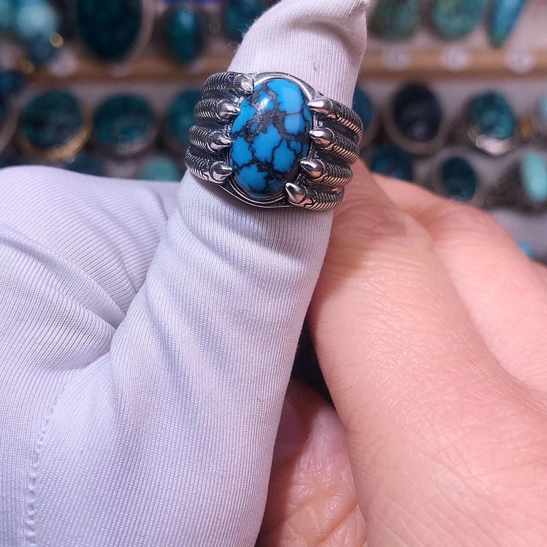 绿松石挂件银S925镶嵌