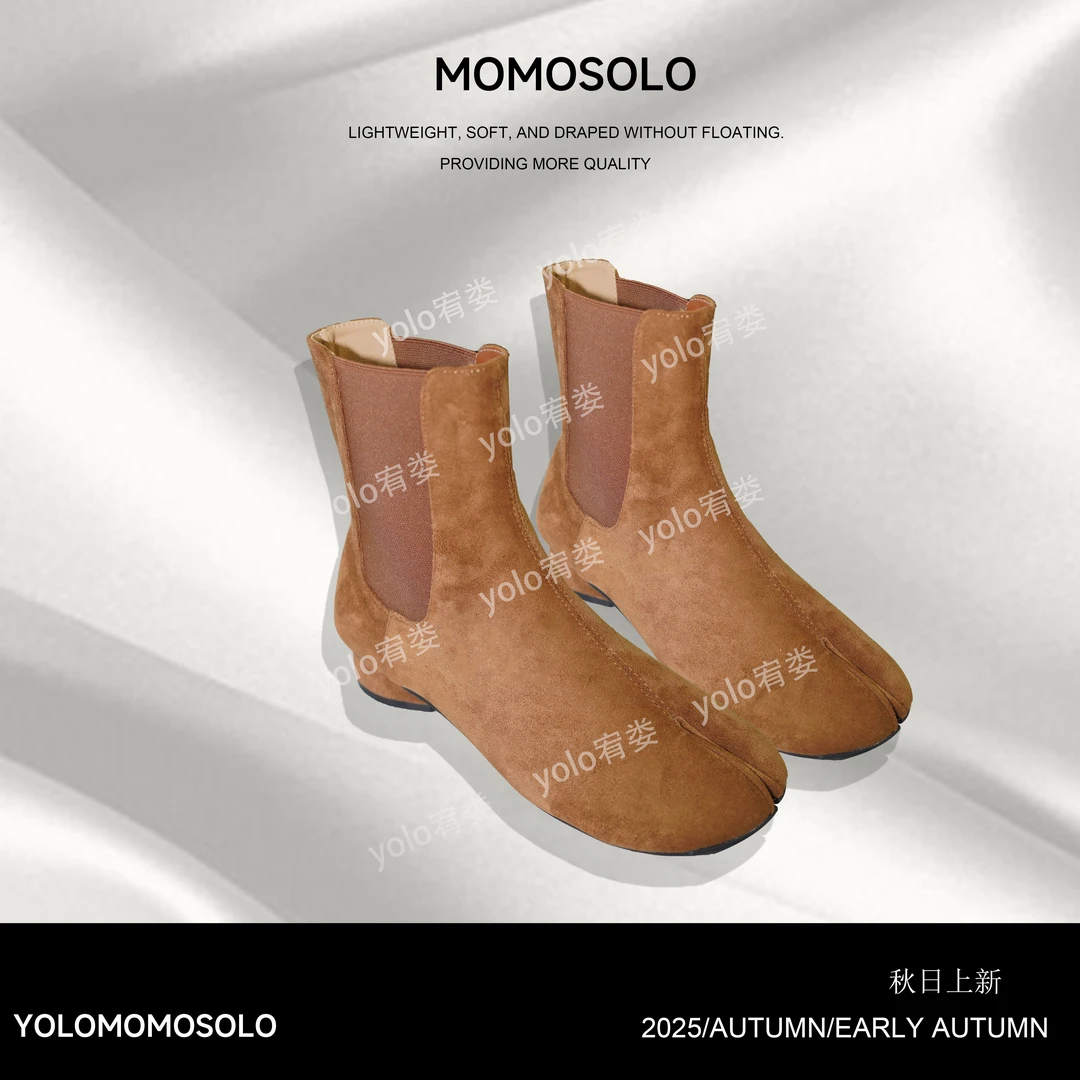 百搭马丁靴磨砂皮增高圆头分趾靴女秋季加厚复古鞋YM3121