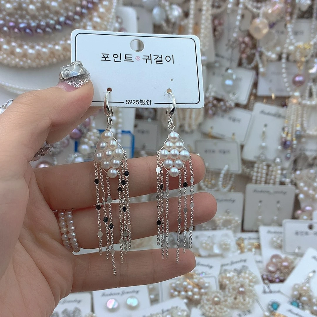 淡水珍珠耳饰银S925镶嵌