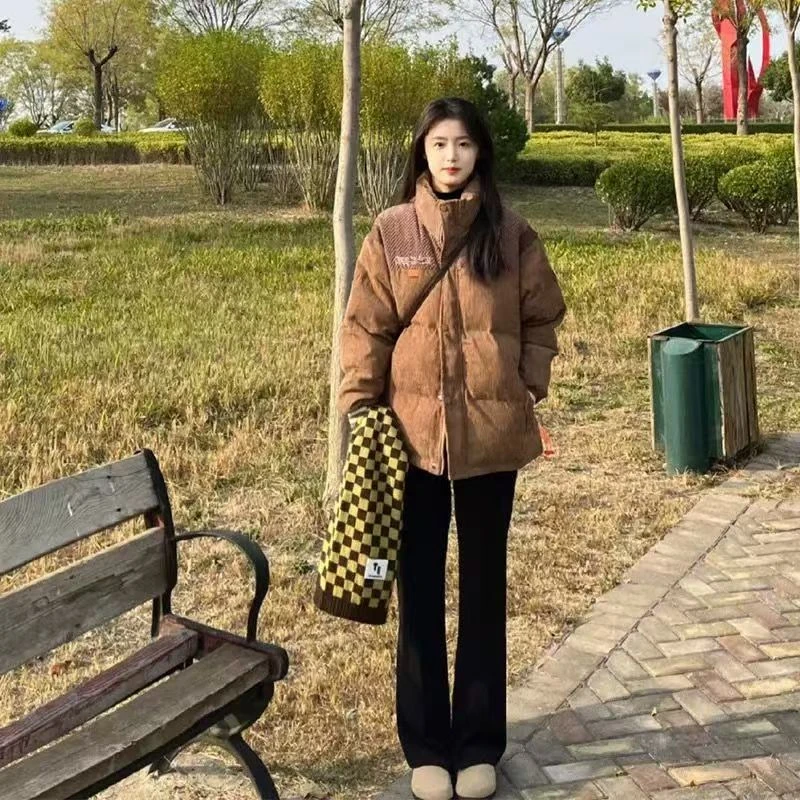 2025秋冬季复古灯芯绒棉服外套美拉德穿搭加厚情侣面包服时尚女装