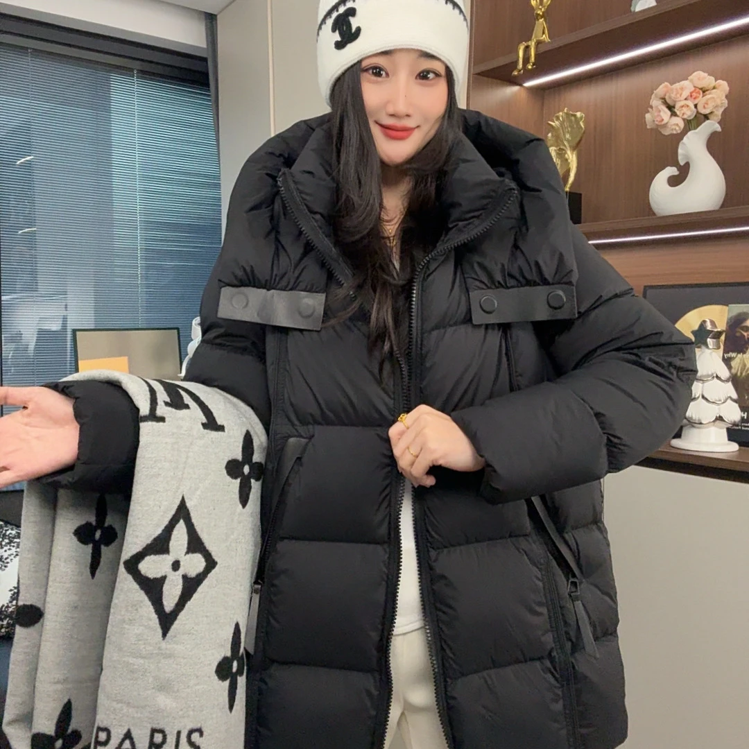 极寒系列90白鹅绒抗寒保暖加厚2.0云朵泡芙茧型连帽中长款鹅绒服