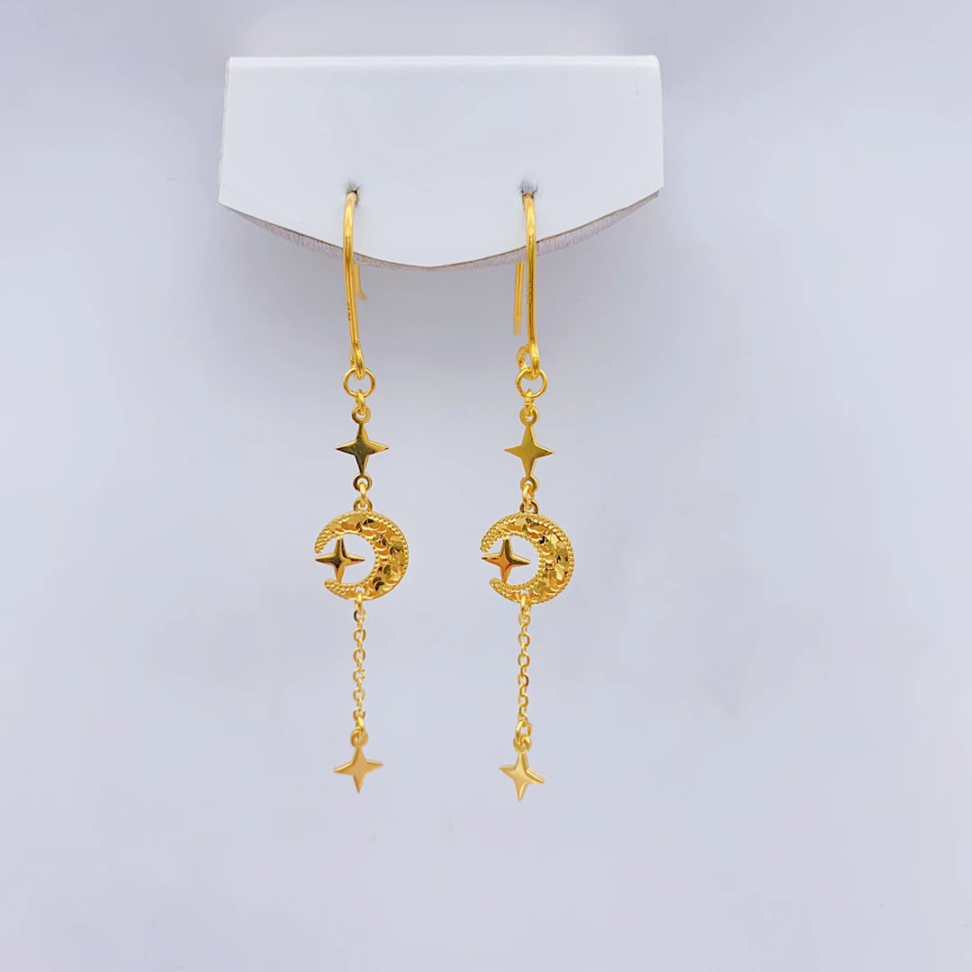 老庙黄金2  足金5G工艺满天星碎碎冰时尚气质百搭耳钩2.43克