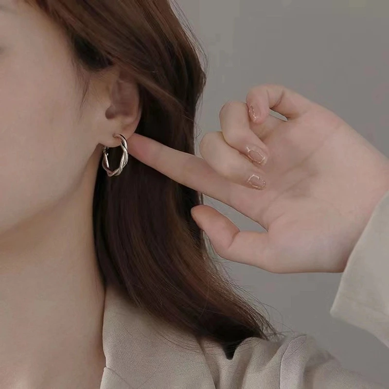 铜合金耳饰 【19号】『麻花圈』新中式新款耳圈百搭简约精致气质c-279