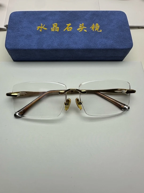 白水晶商务款石头眼镜  水晶眼镜 长方水晶眼镜
