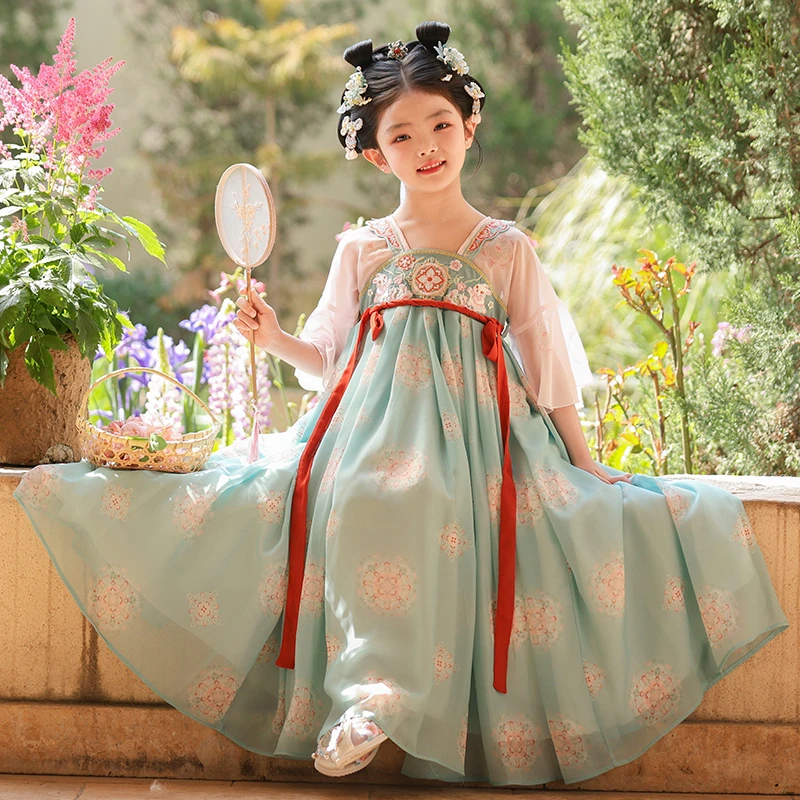 SL3351女童汉服连衣裙童装公主裙春夏新款古装女孩春装古风裙子夏