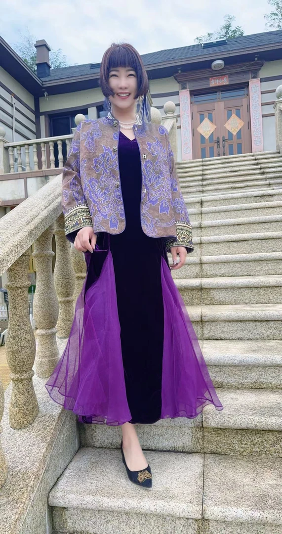 （紫藤花开）人丝!原版！新中式国风气质高定秋季上衣外套