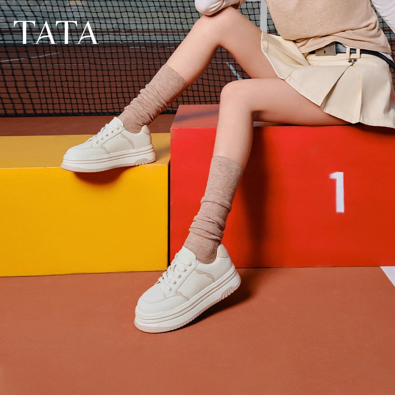 TATA他她2025春季新款商场同款运动百搭厚底休闲板鞋女鞋DWBX8AM5