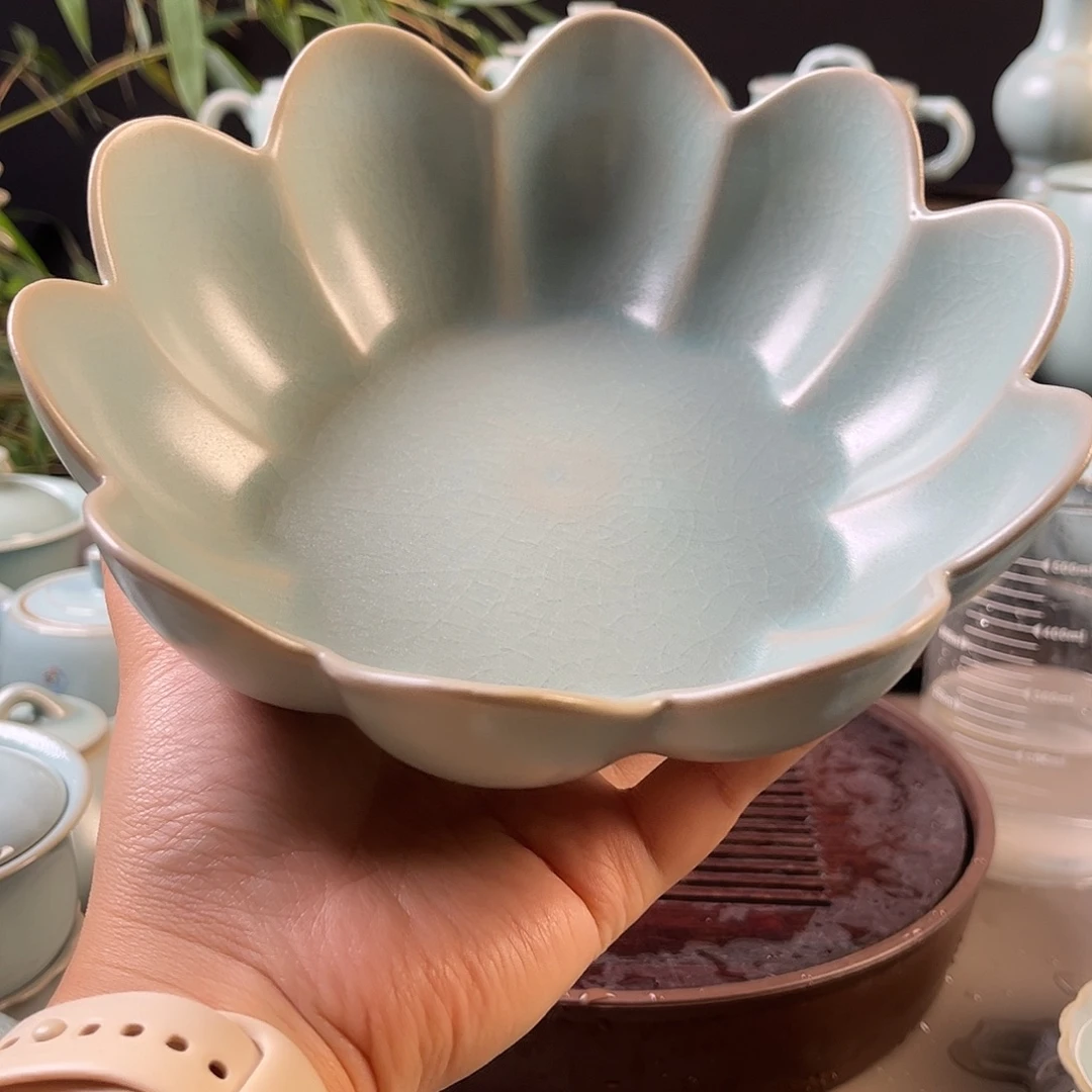 原矿仿古釉莲花洗