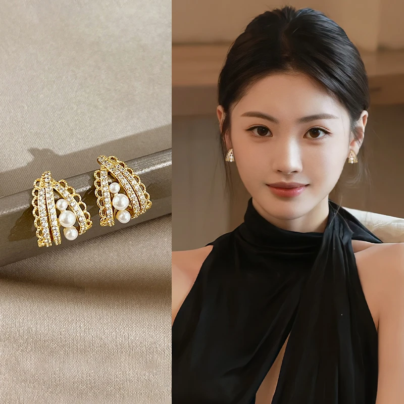 925银耳饰 精致珍珠款蕾丝耳环高级感轻奢时尚耳钉女小众设计