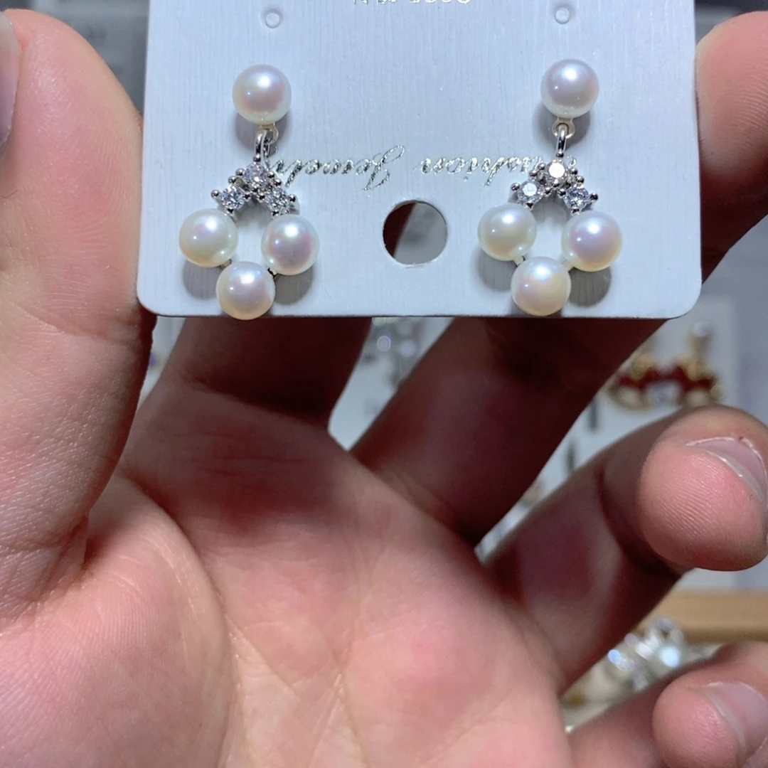 耳饰淡水珍珠银S925镶嵌