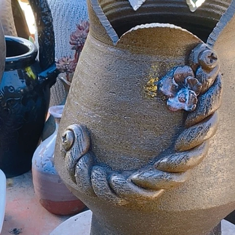 紫砂花盆口16.5高度32无孔