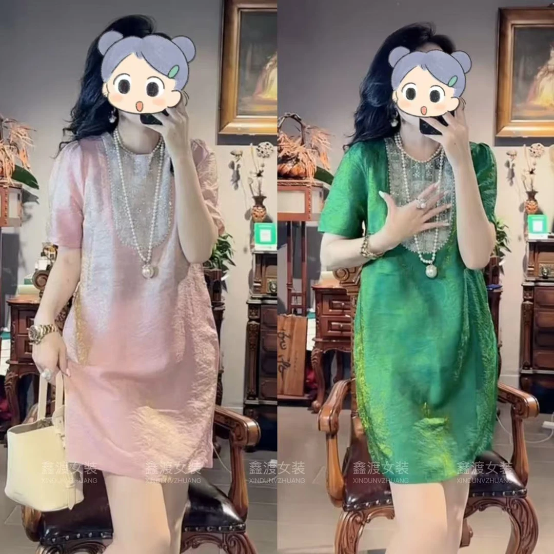 2025夏季新款时尚显瘦气质女士网红洋气连衣裙百搭款D9495-3