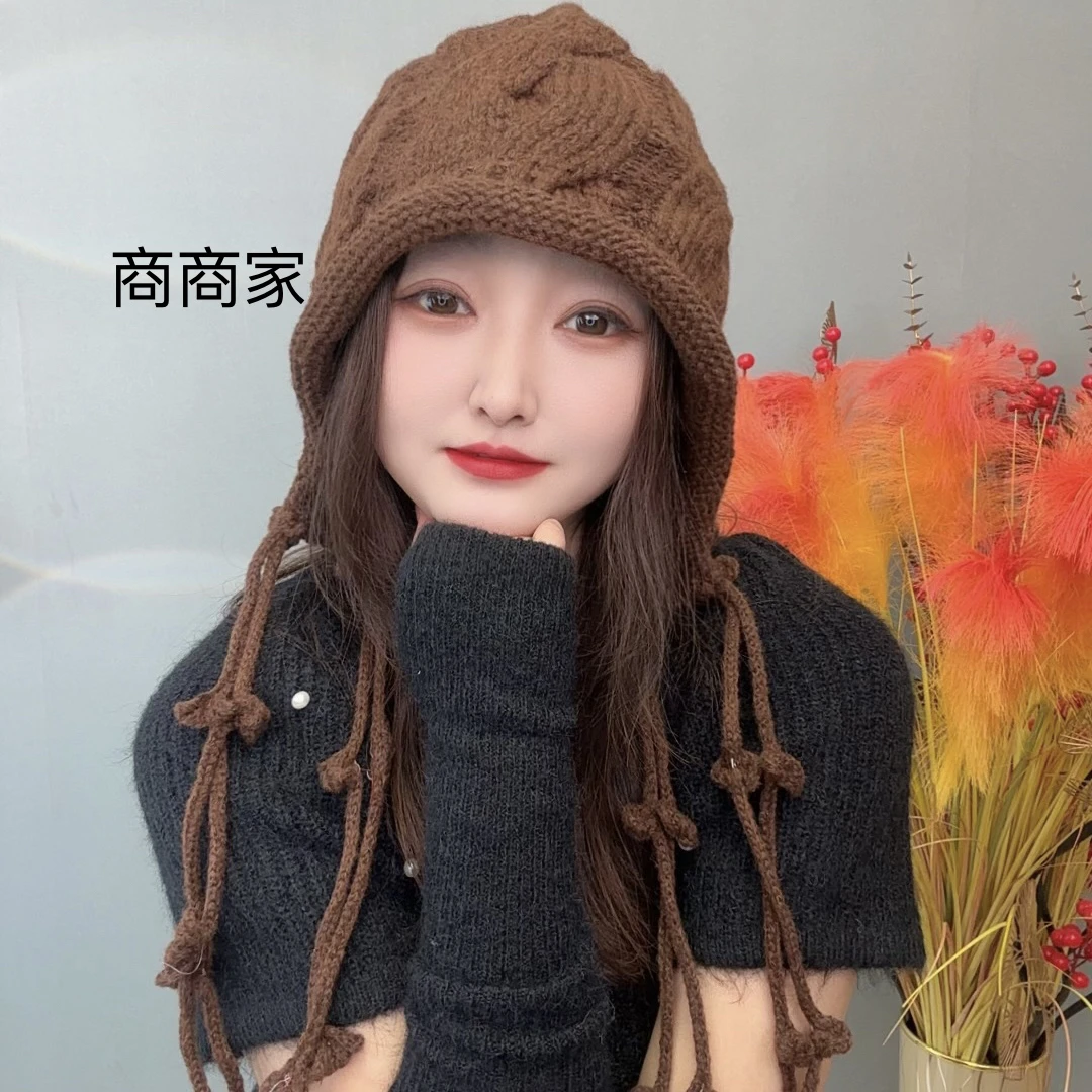 商商家 冬季新款手工蝴蝶流苏帽子 修饰脸型
