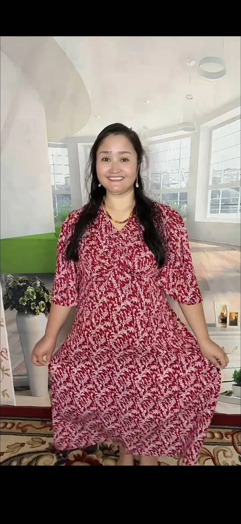 显瘦印花夏季常规袖高腰A字裙休闲连衣裙碎花女款春季宽松睡裙V领