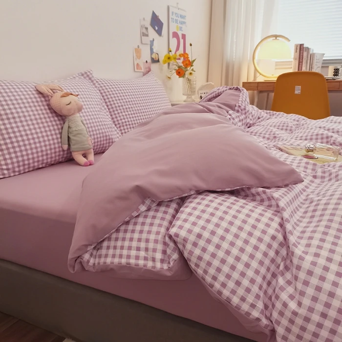 新款体验a类100%水洗棉无印风格亲肤透气柔软舒适四件套