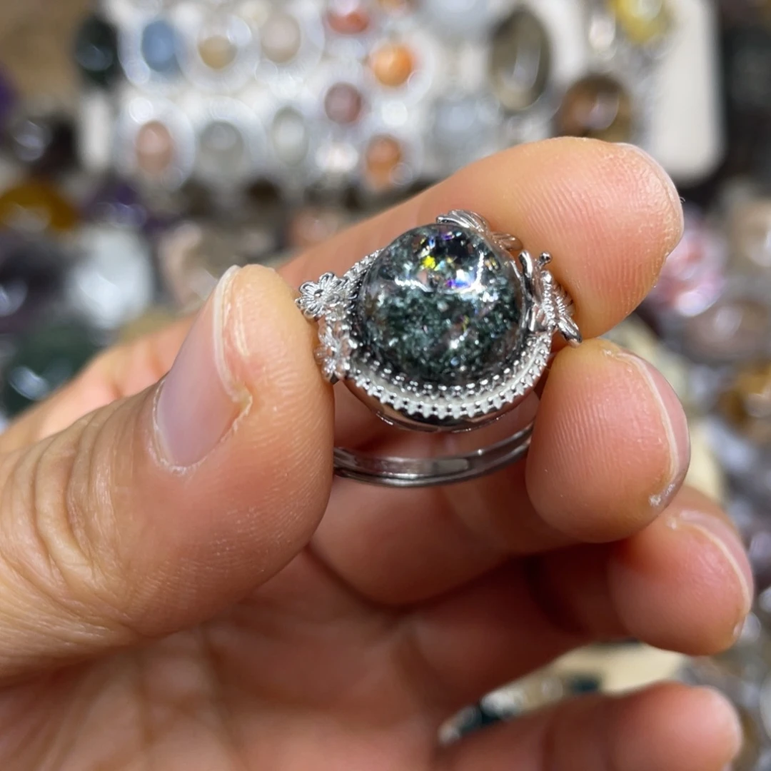 【闪购商品】银S925镶嵌珠宝半成品水晶戒指