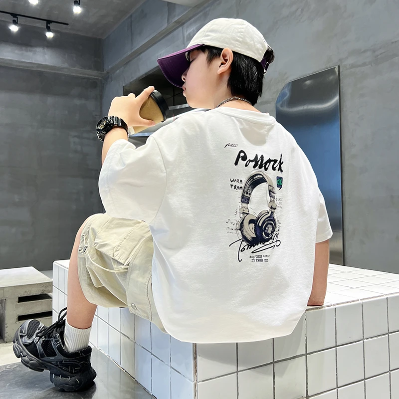 男童短袖夏季薄款t恤2025中大童休闲韩版半袖时尚儿童夏款洋气潮5