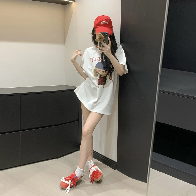 网红洋气炸街白色短袖t恤短袖女款爆款2025新款慵懒风ins欧美上衣