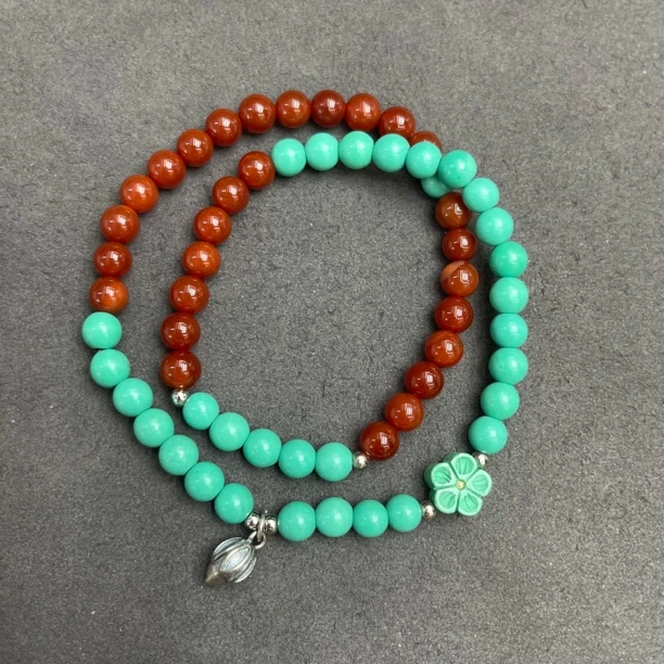 B467-南红宝山半水双圈手串0054