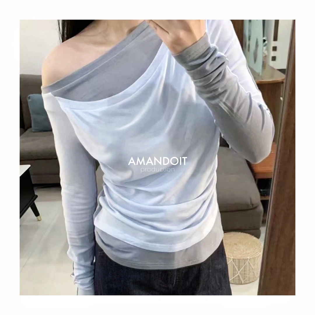 3845丨E&F杂志风假两件拼接修身显瘦T恤