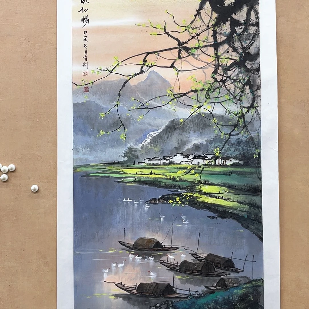 国画茶**缘手绘国画精品原创山水，李有训