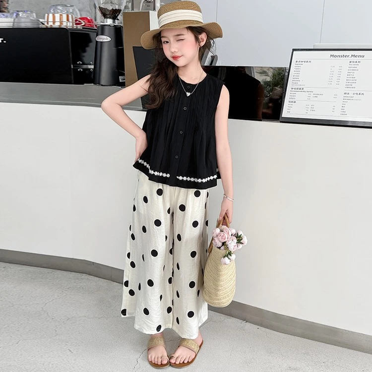 女童夏季套装2025新款儿童无袖上衣夏装女孩两件套大童夏日休闲裤