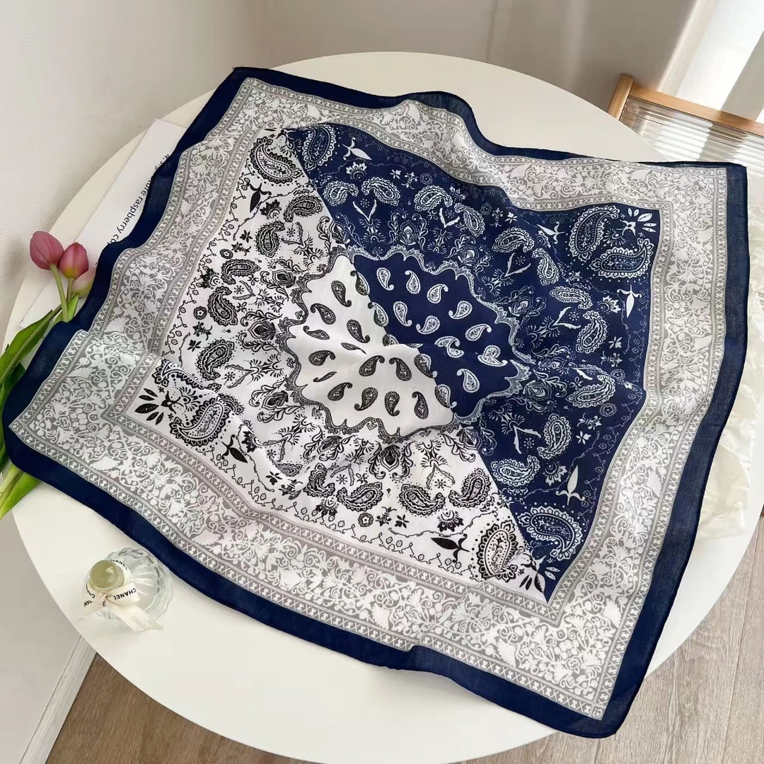 【68厚款方巾时尚】复古风丝巾百搭民族风街头花纹气质轻奢风多功能