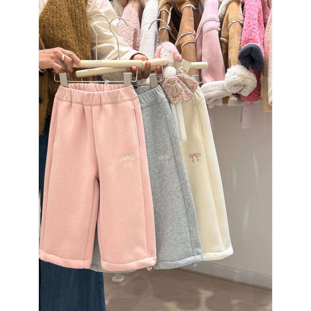 【现货】童装2024年冬季儿童蝴蝶结绣花卫裤244-SC-9202多色