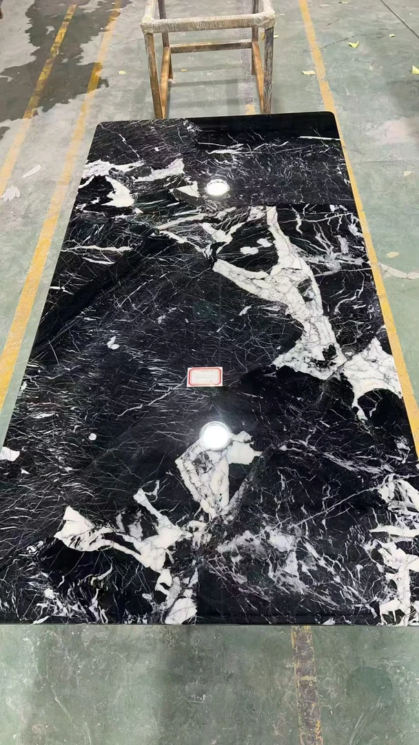 纯天然客厅奢石餐桌家用餐台宝格丽黑轻奢时尚