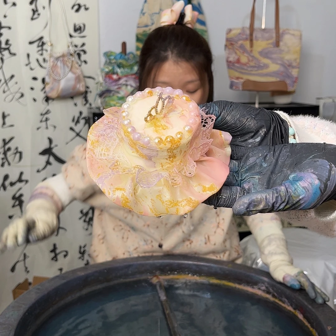 布艺非金属457蛋糕一字夹粉紫金