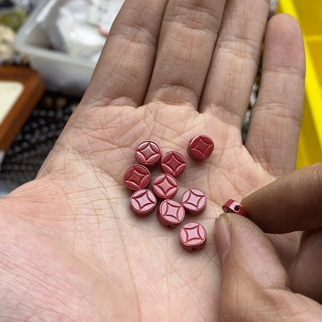 玛瑙/玉髓未镶嵌珠宝半成品六个8mm帝王砂币