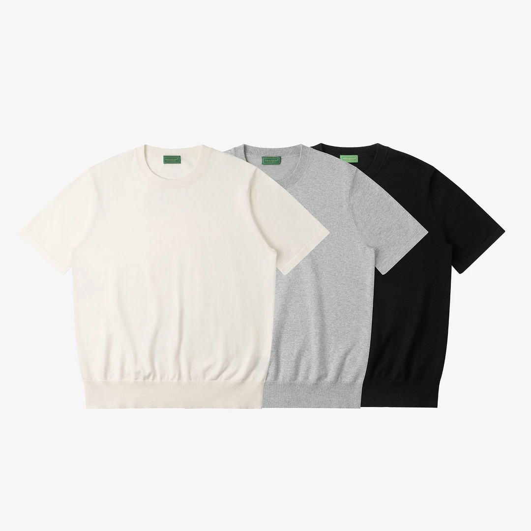 NO LOGO / 长绒棉微宽松毛织短袖软糯丝滑日常通勤老钱风