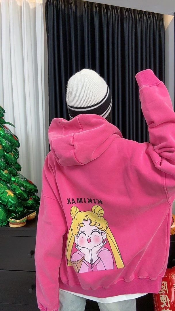 【劉發發】W409【水冰月】新款韩版百搭时尚休闲高级印花满钻卫衣