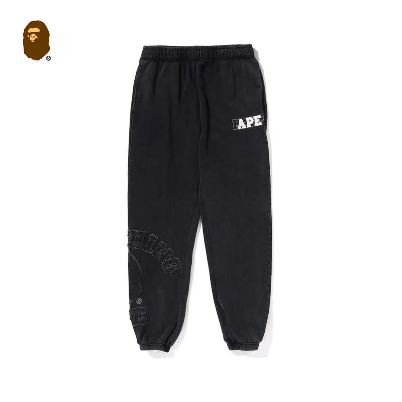 BAPE男装24秋冬做旧感水洗字母印花磨损刺绣运动卫裤152001N